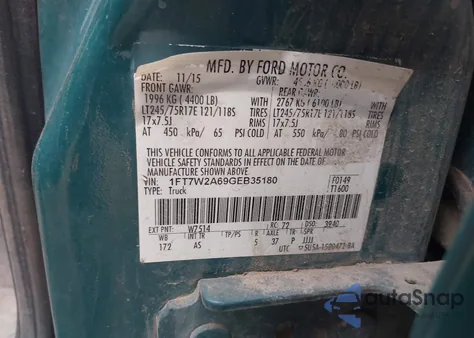 2016 Ford F-250 Xl z USA, uszkodzony, nr VIN 1FT7W2A69GEB35180